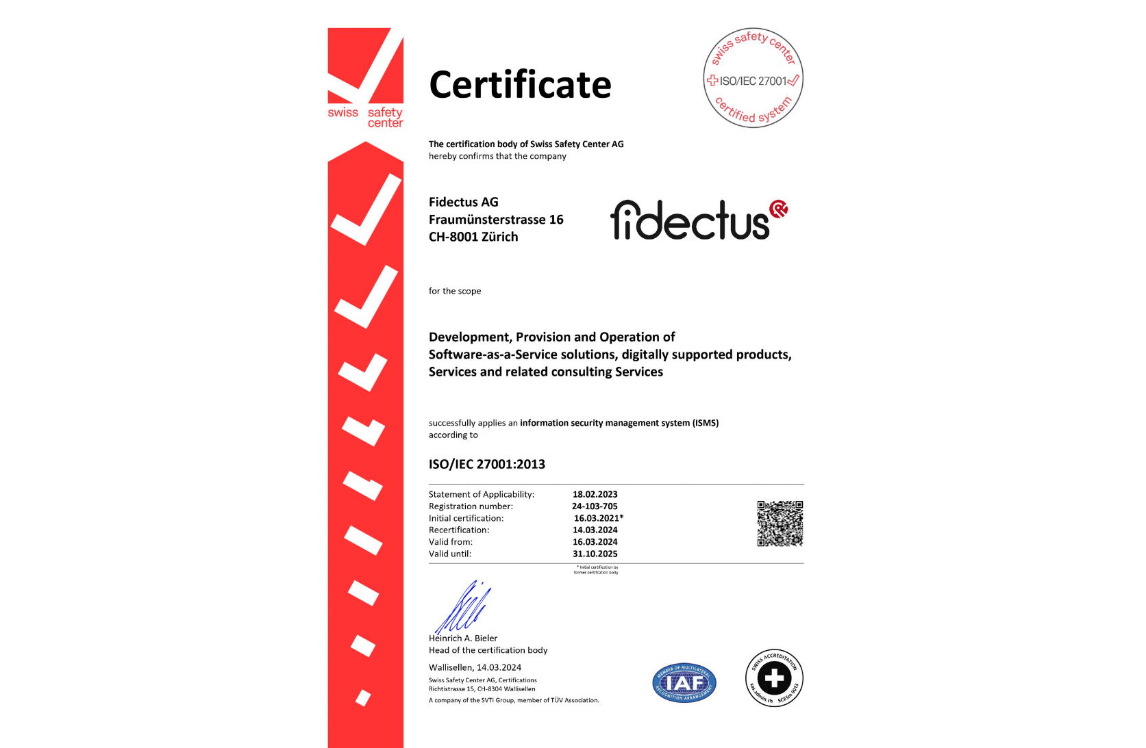 ISO Standards. Fidectus has been successfully ISO 27001 recertified 🎉